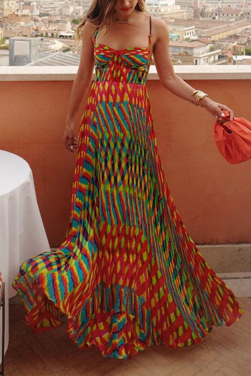 Marcatino™ | Contrasterende Print Swing Maxi Jurk