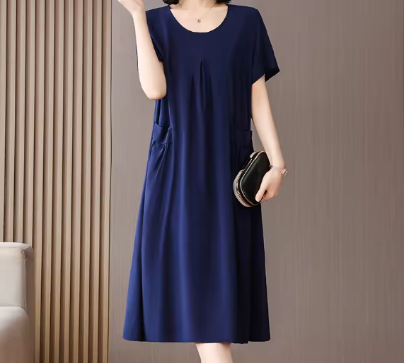 Marcatino™ | Casual O-Hals Vintage Elegante Korte Mouw Vrouwen Jurk