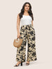 Silhouette broek met bloemenprint en stropdassen in zijnaden