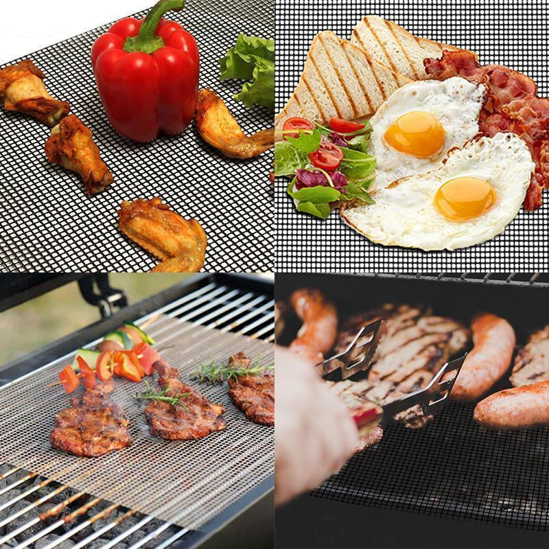 GrillMesh 1+1 GRATIS: Herbruikbaar Hittebestendig Antiaanbak BBQ Grillgaas (6 Stuks)
