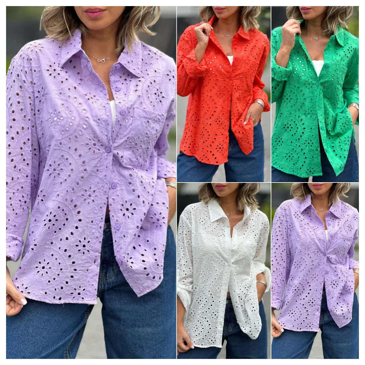 Marcatino™ SpringShirt: Vrouwen Kanten Borduurwerk Blouse Streetwear Overhemd