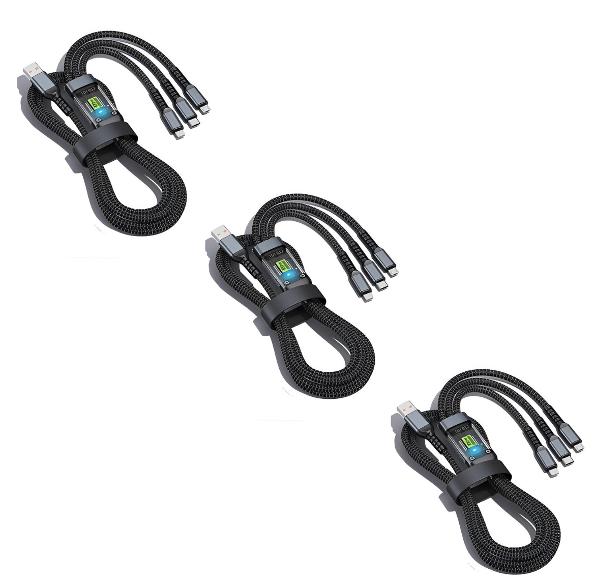 ChargingCables 2+1 GRATIS: 100W Universele 3-In-1 Snellaadkabel
