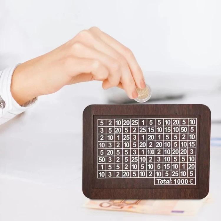MoneyBox 1+1 GRATIS - Houten Euro Gegraveerd Geld Spaargeld Doos