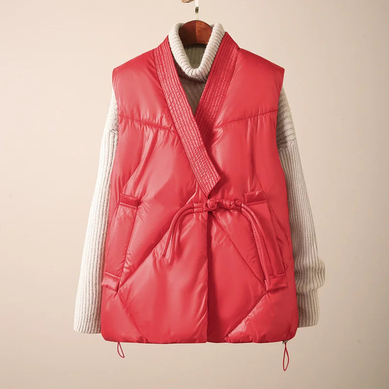 Marcatino™ | Mouwloos V-hals Katoenen Verdikte Puffer Vest Jas