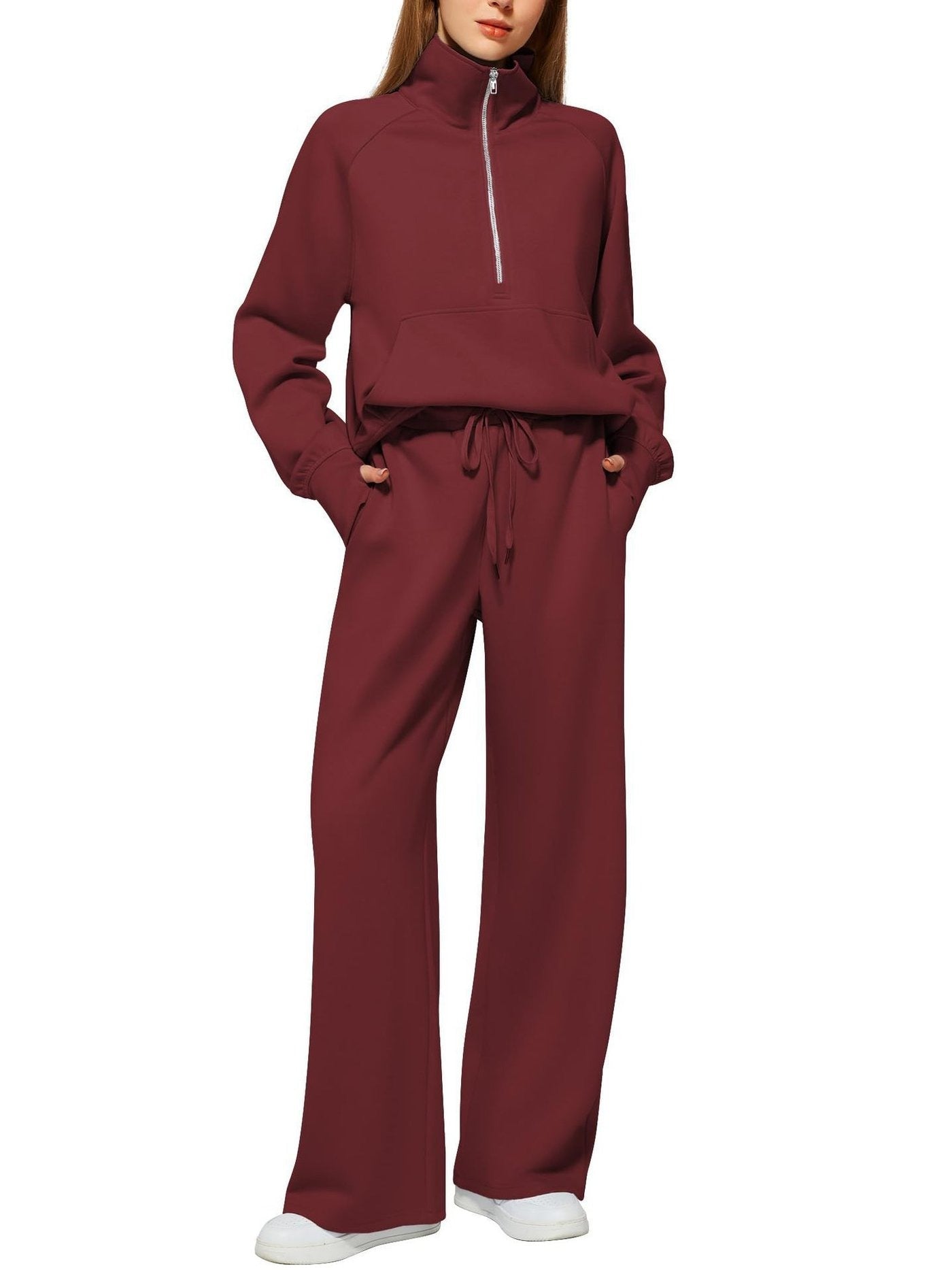 Marcatino™ | Dames Effen Katoenen Tweedelige Rits Set