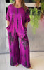 Marcatino™ | Boho Vintage Losse Satijn Casual Ronde Hals Set