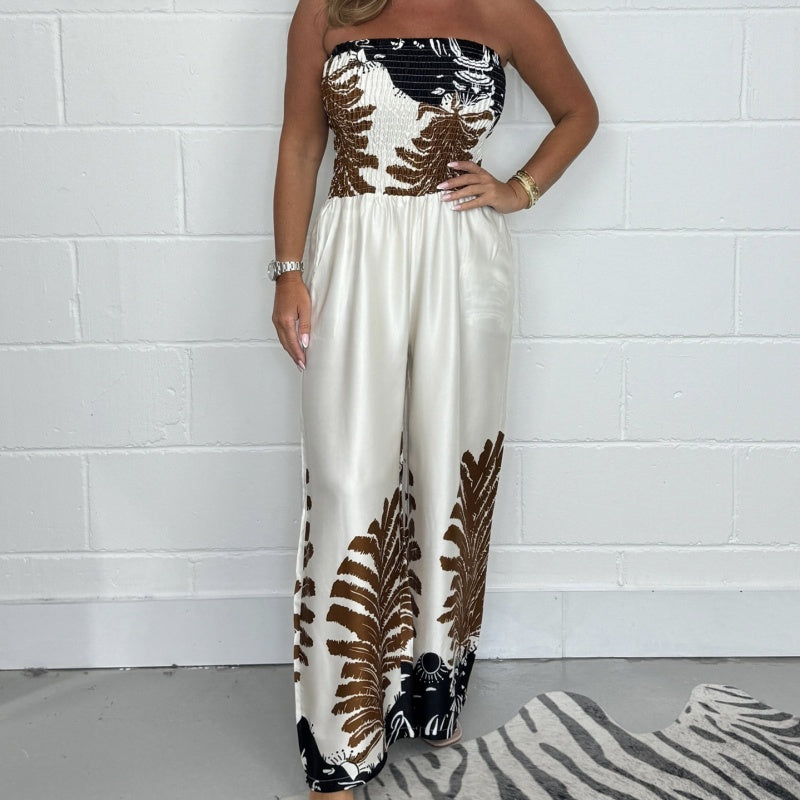Marcatino™ | Bedrukt Ontwerp Los Strapless Jumpsuit Voor Dames