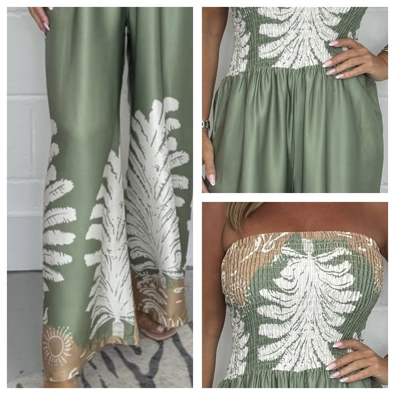 Marcatino™ | Bedrukt Ontwerp Los Strapless Jumpsuit Voor Dames