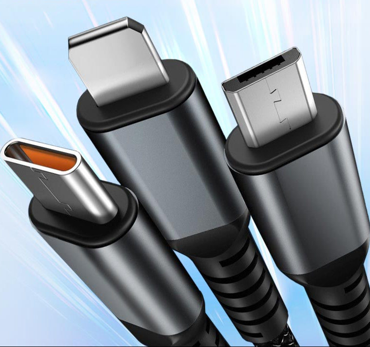 ChargingCables 2+1 GRATIS: 100W Universele 3-In-1 Snellaadkabel