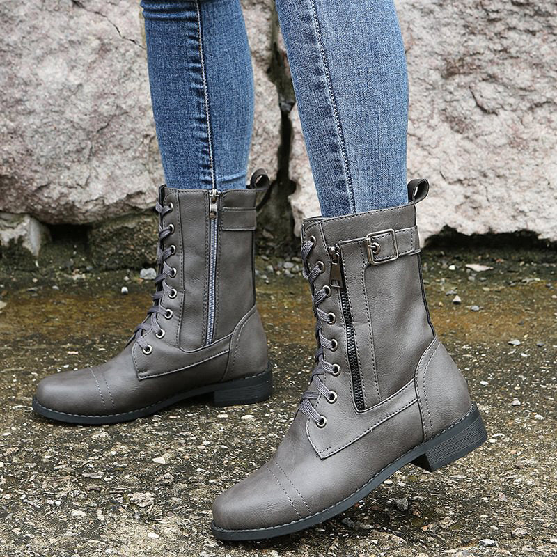 Marcatino™ WomenBoots: Dameslaarzen met Ronde Neus en Ritssluiting aan de Zijkant